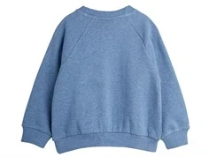 Blå-meleret Mini Rodini sweatshirt med sort pantermotiv foran 1100029960 blue